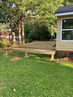 New backyard deck: Joists going in