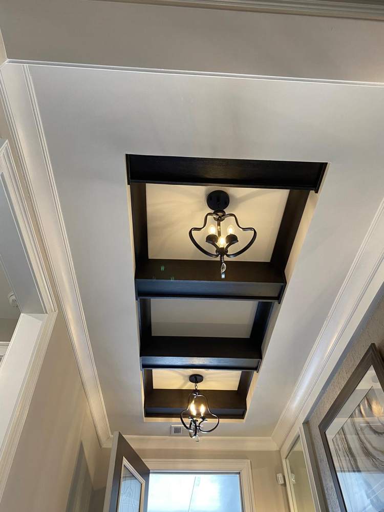Ceiling beams and light fixtures: Finished