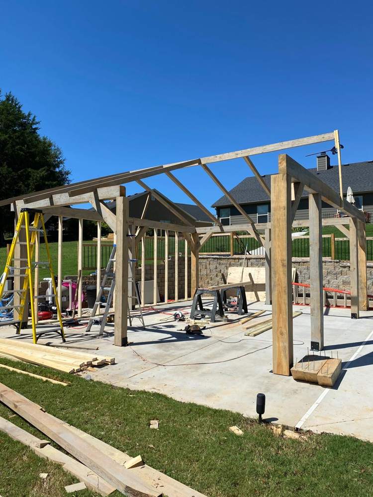 Pool pavilion: Framing