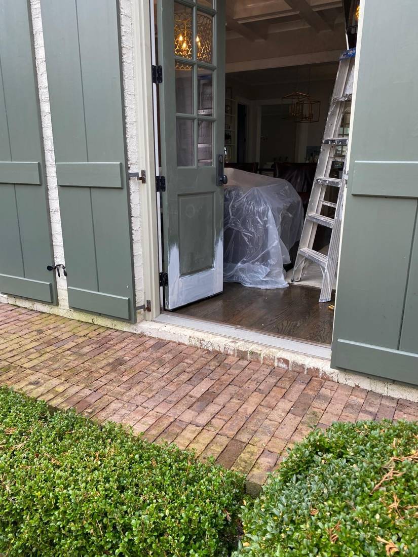 French door repaint: Before: priming