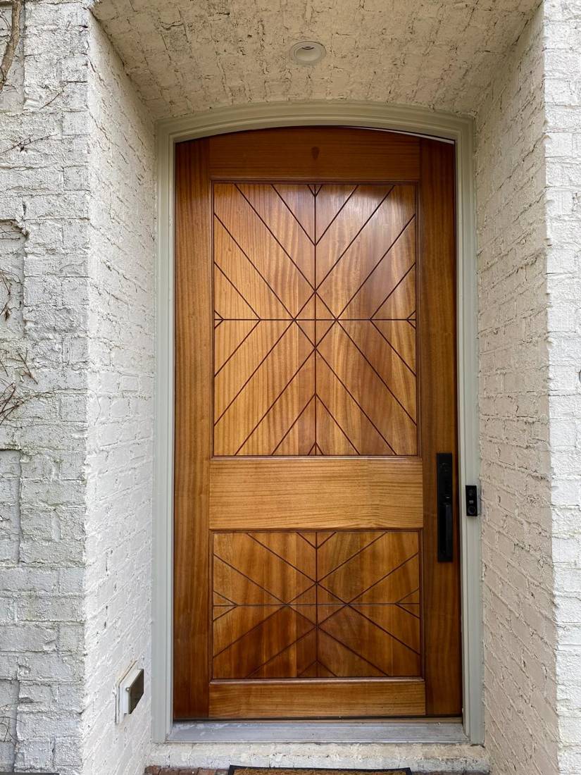 Wood entry door refinish: After: finished door