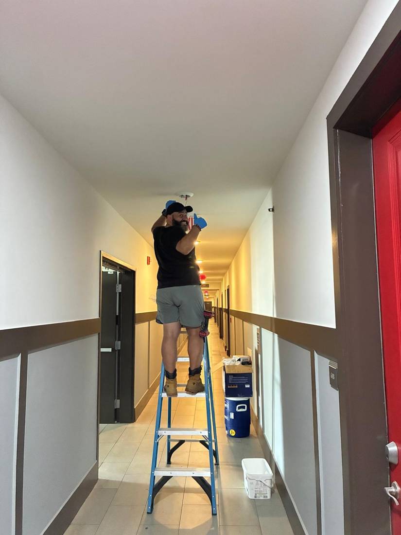 Hallway light replacement: Before: removing old fixture