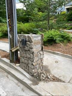 Stone mailbox: Before: partial stone