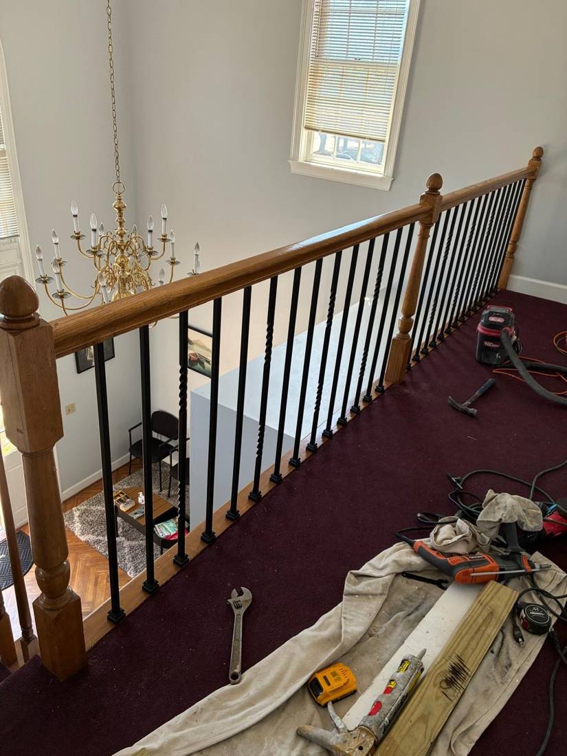 Stair railing upgrade: After: upstairs railing