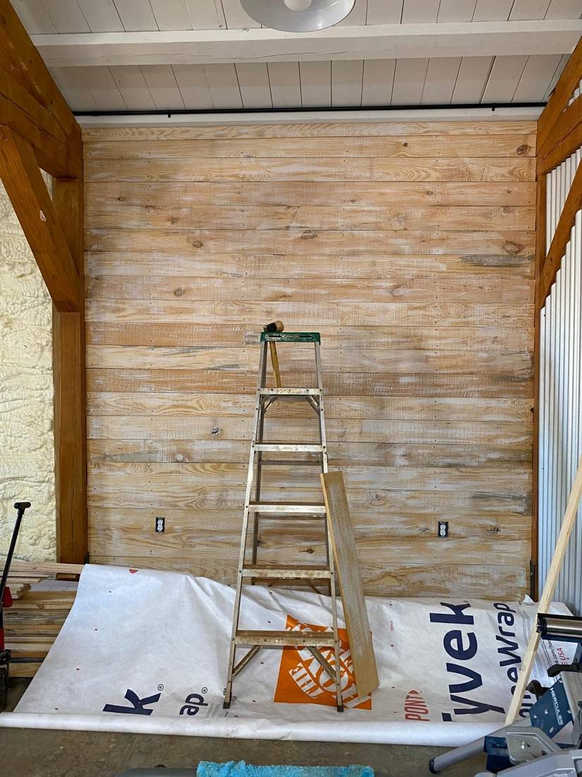 Shiplap accent wall: After: finished wall