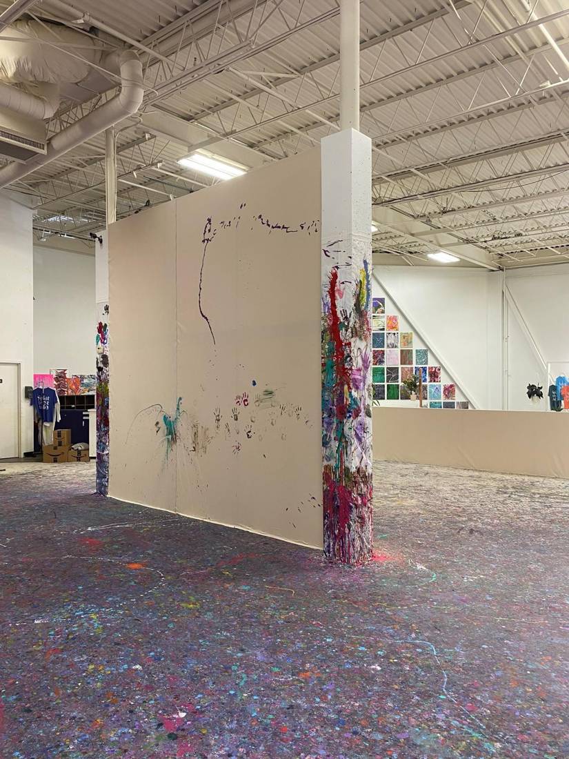 Art studio canvas walls: Finished canvas wall
